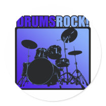 Drums Rocks! Round Stickers