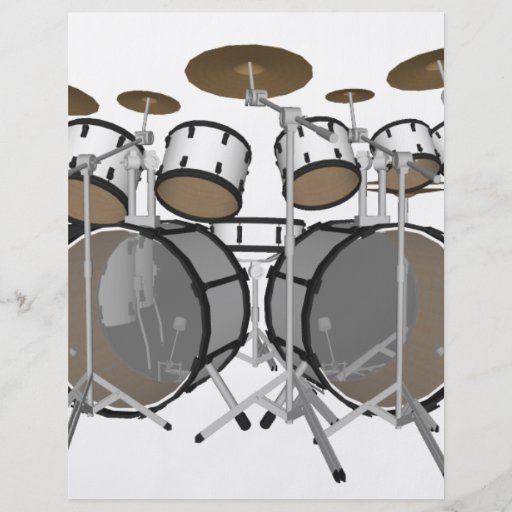 Drums: White Drum Kit: 3D Model: Personalized Flyer