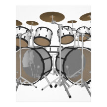 Drums: White Drum Kit: 3D Model: Letterhead Template