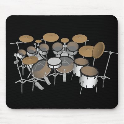 Drums: White Drum Kit: 3D Model: Mousepad by spiritswitchboard
