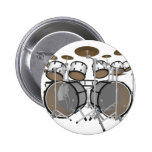 Drums: White Drum Kit: 3D Model: Pinback Buttons