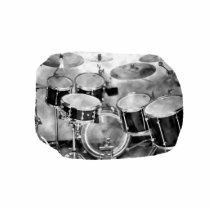 Drumset Black and White Photograph Design Cut Out