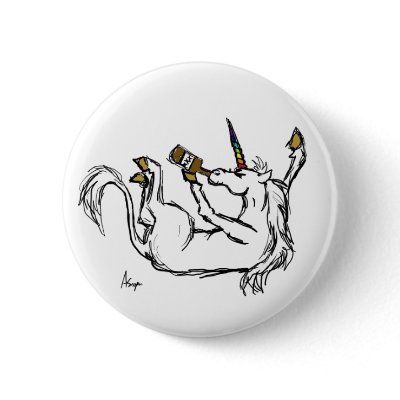 Drunk Unicorn Button by biohazard6