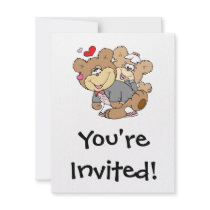 drunk with love cute wedding bears personalized invitation