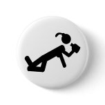 drunken hang over girl pinback buttons