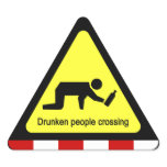 Drunken people crossing ⚠ Thai Sign ⚠ Triangle Sticker