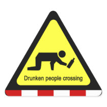 Drunken people crossing ⚠ Thai Sign ⚠