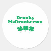DRUNKY MCDRUNKERSON ROUND STICKERS