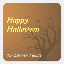 Dry as bones burnt orange scary tree halloween stickers