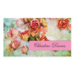 Dry roses on green vintage business card