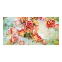Dry roses on green vintage