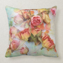 Dry roses vintage pillow