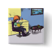 Drying Hair in a Beauty Salon Pinback Button