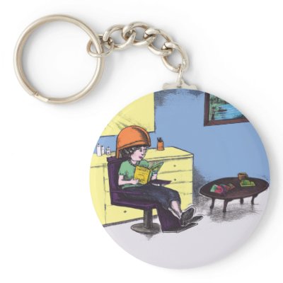 Drying Hair in a Beauty Salon Key Chains by SerenethosArt