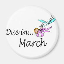 Dû en mars (bébé/cigogne) aimant