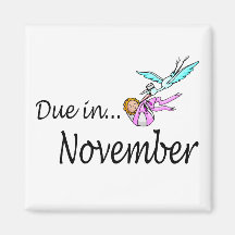 Dû en novembre (bébé/cigogne) magnets pour réfrigérateur