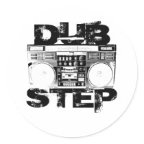 Dubstep Black Boombox Round Stickers