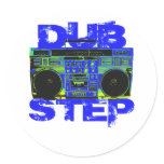 Dubstep Blue Boombox Round Sticker