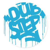 Dubstep FatCap Sky Blue Round Stickers