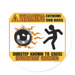DUBSTEP Warning Extreme Bass Round Sticker