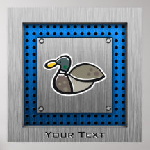 Duck; Brushed metal-look Poster