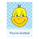 Duck Cartoon on Blue Pattern. Custom Invites