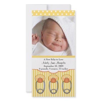 Duck Diaper Pins PHOTO Birth Announcement Picture Card by celebrateitinvites