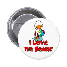Duckie Love the Beach Pinback Button