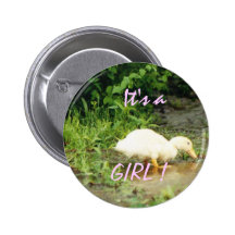 Duckling, It's a, GIRL ! Badge Pinback Button