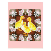 Ducklings and Roses Postcard
