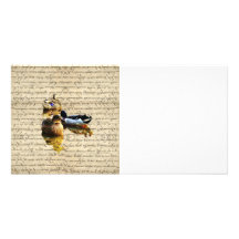 Ducks on vintage paper personalized photo card