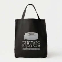 Ductapo Ergo Sum.  I duct tape, therefore I am. Canvas Bags
