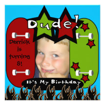 Dude Skateboarding Birthday Invitation