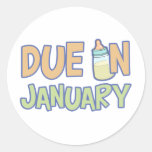 Due In January Round Sticker