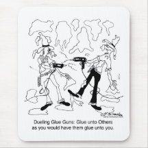 Duelling Glue Guns Mouse Pad