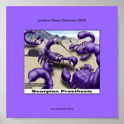 Duelling Scorpions Funny Cartoon Posters by beardiethor123