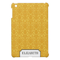 Dull gold damask pattern elegant personalized name ipad mini cases