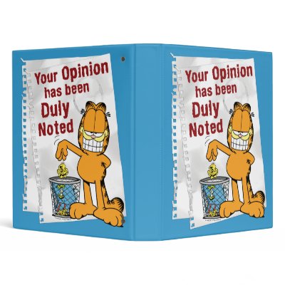 Duly Noted 3 Ring Binder by garfield