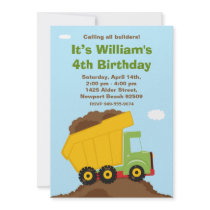 Dump Truck Birthday Party Invitation
