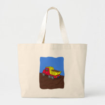 Dump Truck Red and Yellow Cartoon Art Tote Bag