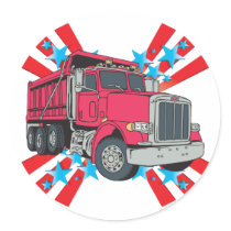 Dump Truck Stars Round Stickers