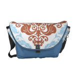 Duo de damassé - sac messenger - bleu et rouge sacs messenger