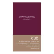 Duo Vertical Burgundy & Tan Business Cards