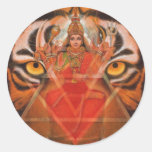 Durga & Tiger Round Stickers