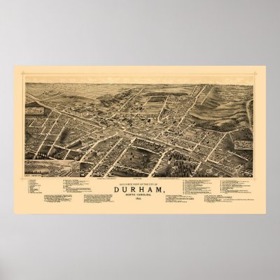 Durham, NC Panoramic Map - 1891 Posters by lc_maps