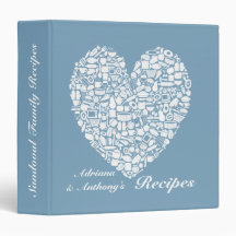 Dusk Sky Blue Name Bridal Shower Recipe Binder