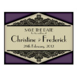 Dusky Purple Vintage, save the date postcard