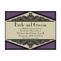 Dusky Purple Vintage, wedding invitation postcard