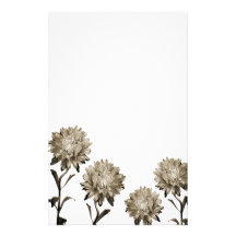 Dusky Sepia Asters Note Paper Stationery Design