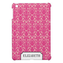 Dust pink damask pattern elegant personalized name ipad mini cases